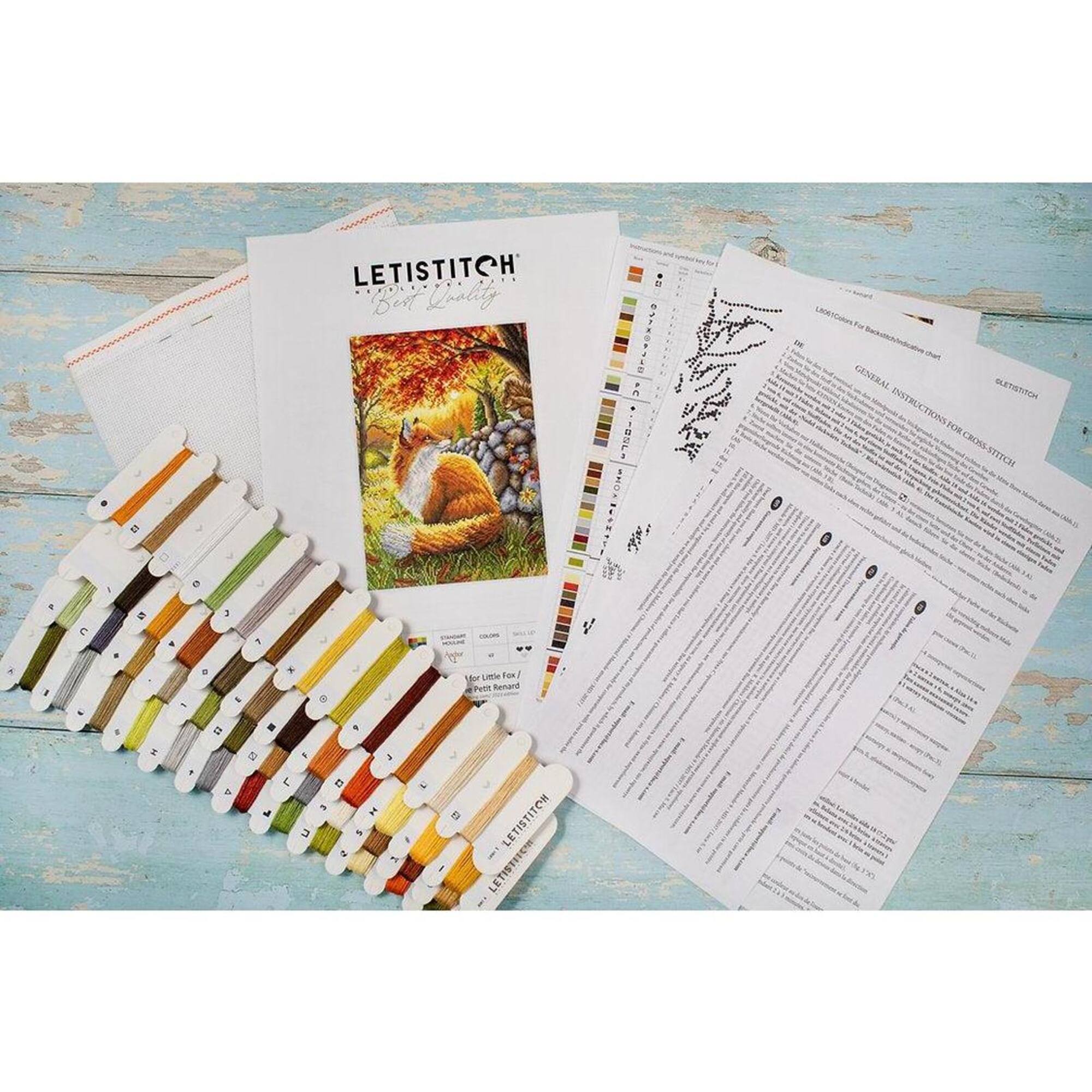 LetiStitch A Friend for Little Fox Counted Cross Stitch Kit